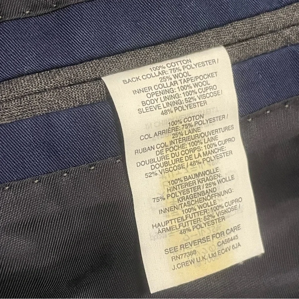 J. Crew Men's Ludlow Slim-fit suit jacket in Italian chino Navy Blue Sz 36R